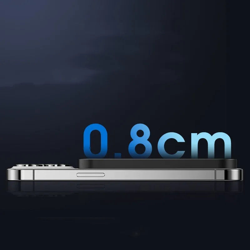 Magnetic wireless alloy power bank in titanium gold and black, showing creative design.