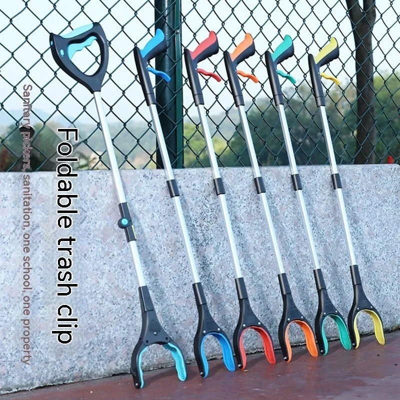 Blue plastic and aluminium alloy sewer pliers clip tool on a work surface.