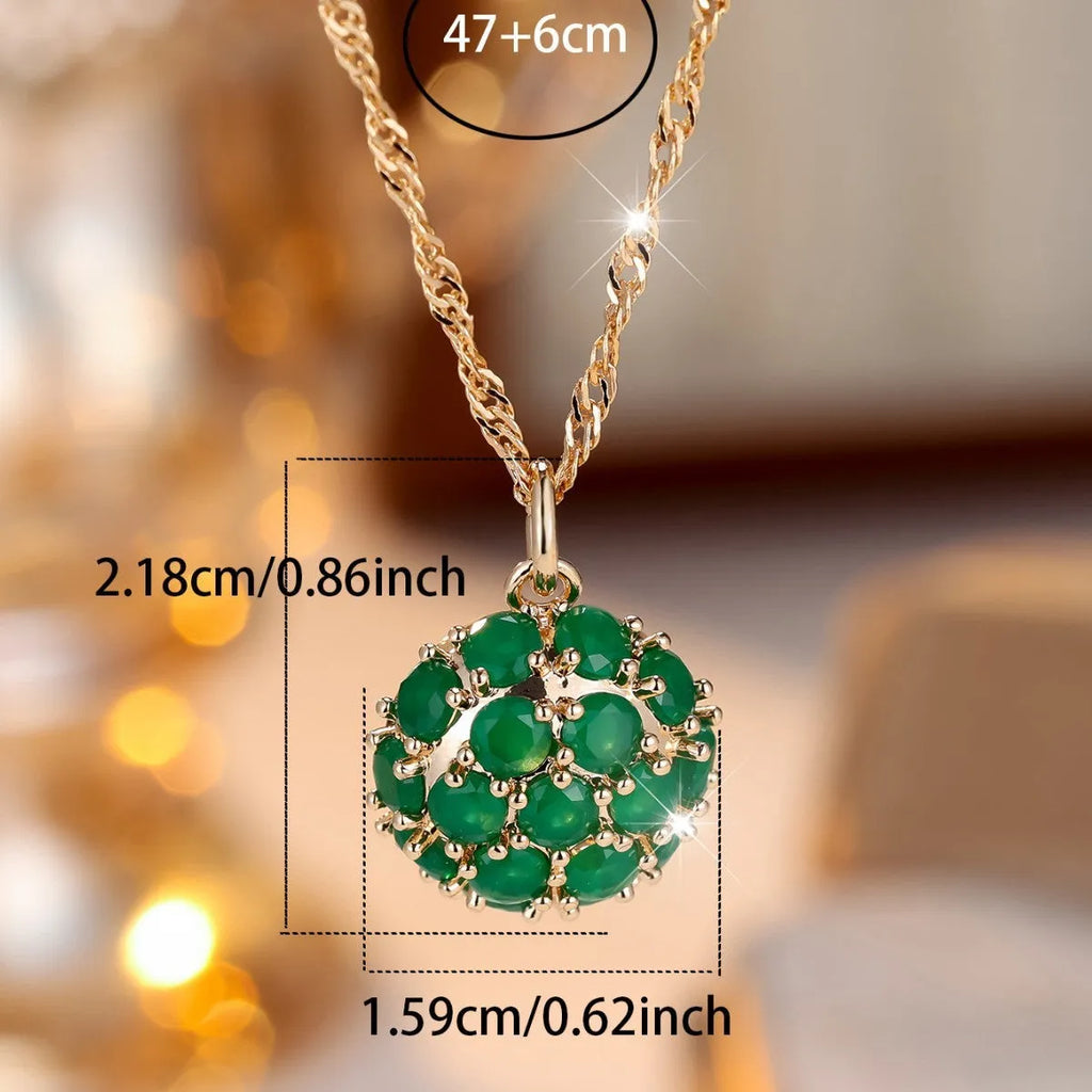 Women's geometric pendant necklace with emerald diamond colour and adjustable copper chain