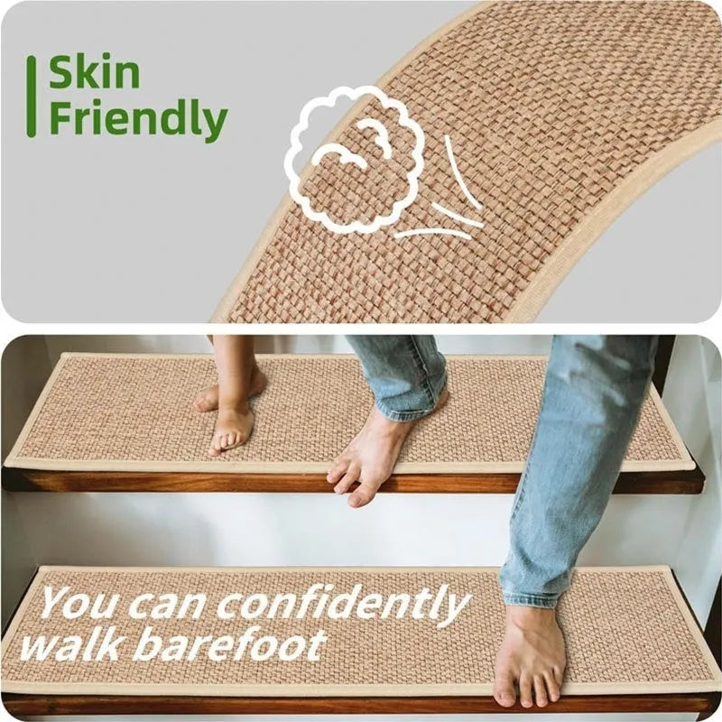 Japanese-style camel-coloured stair mat with polyester fibre construction measuring 20cm by 76cm