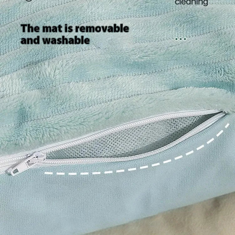 Morandi colour removable cover pet bed for dogs or cats, shown in medium and large sizes.