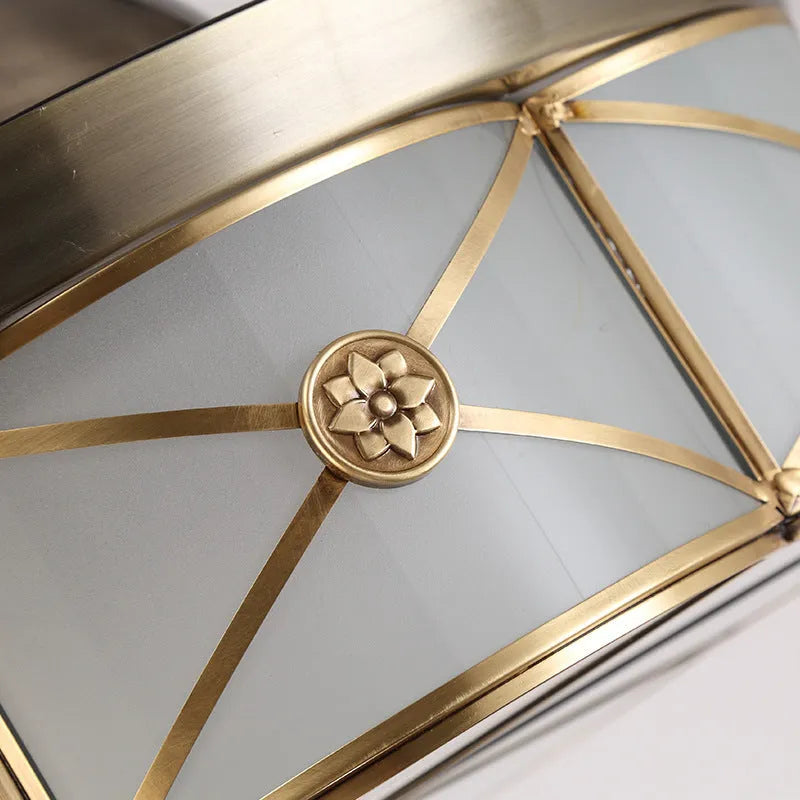 Golden 42-inch ceiling fan light with invisible blades and remote control for living room or bedroom.