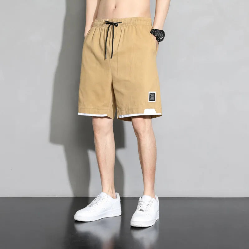 Boy's cotton shorts in black, khaki, or white, shown in Japanese plus sizes.
