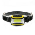 Yellow three-speed COB headlamp for outdoor night riding and hands-free work.