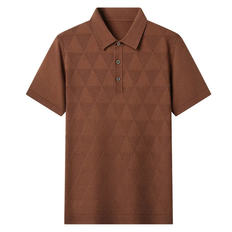 Man wearing a thin green Ice Silk lyocell short sleeve T-shirt with a regular fit.