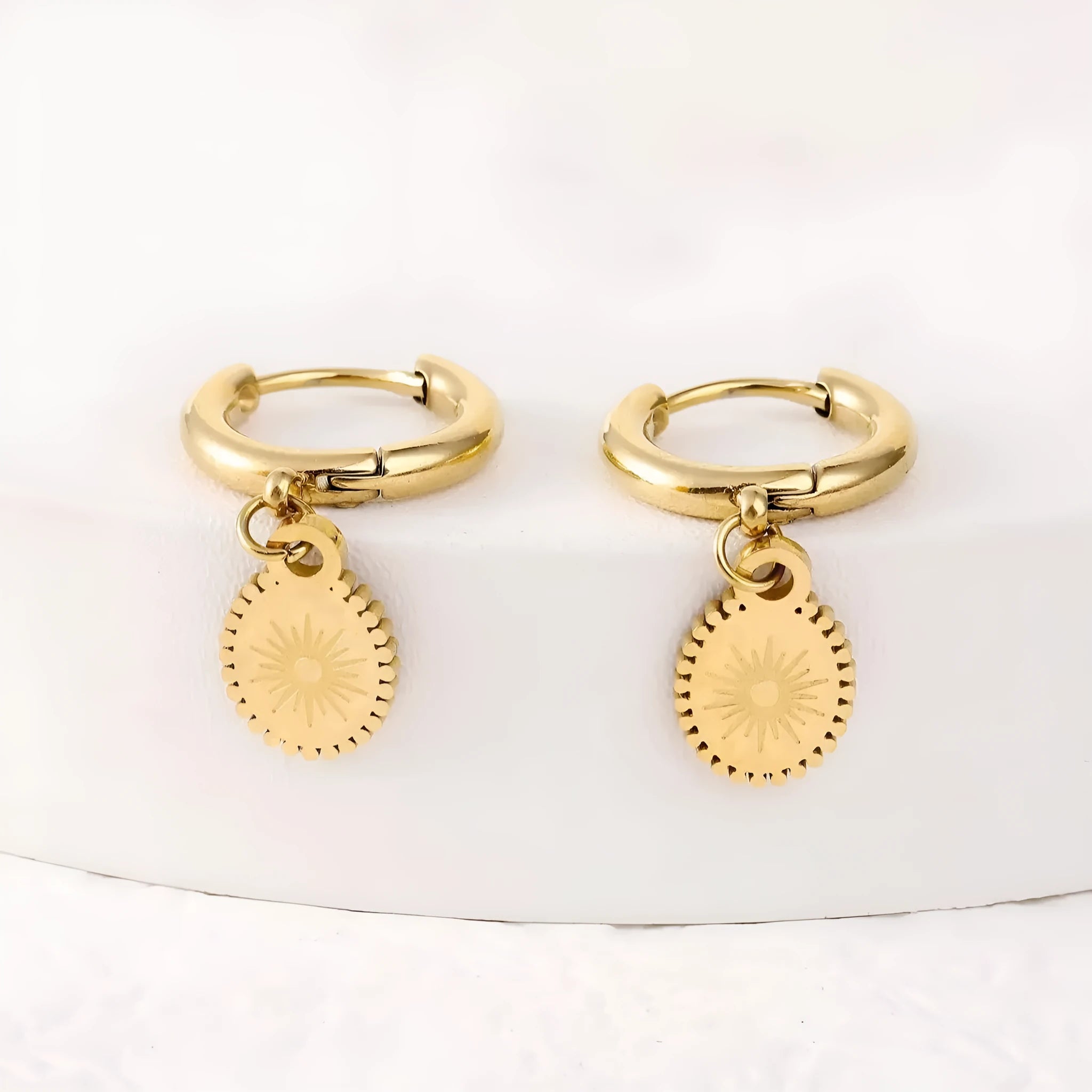 Geometric oval stainless steel ear button earrings in colour XY-EH005 for women.