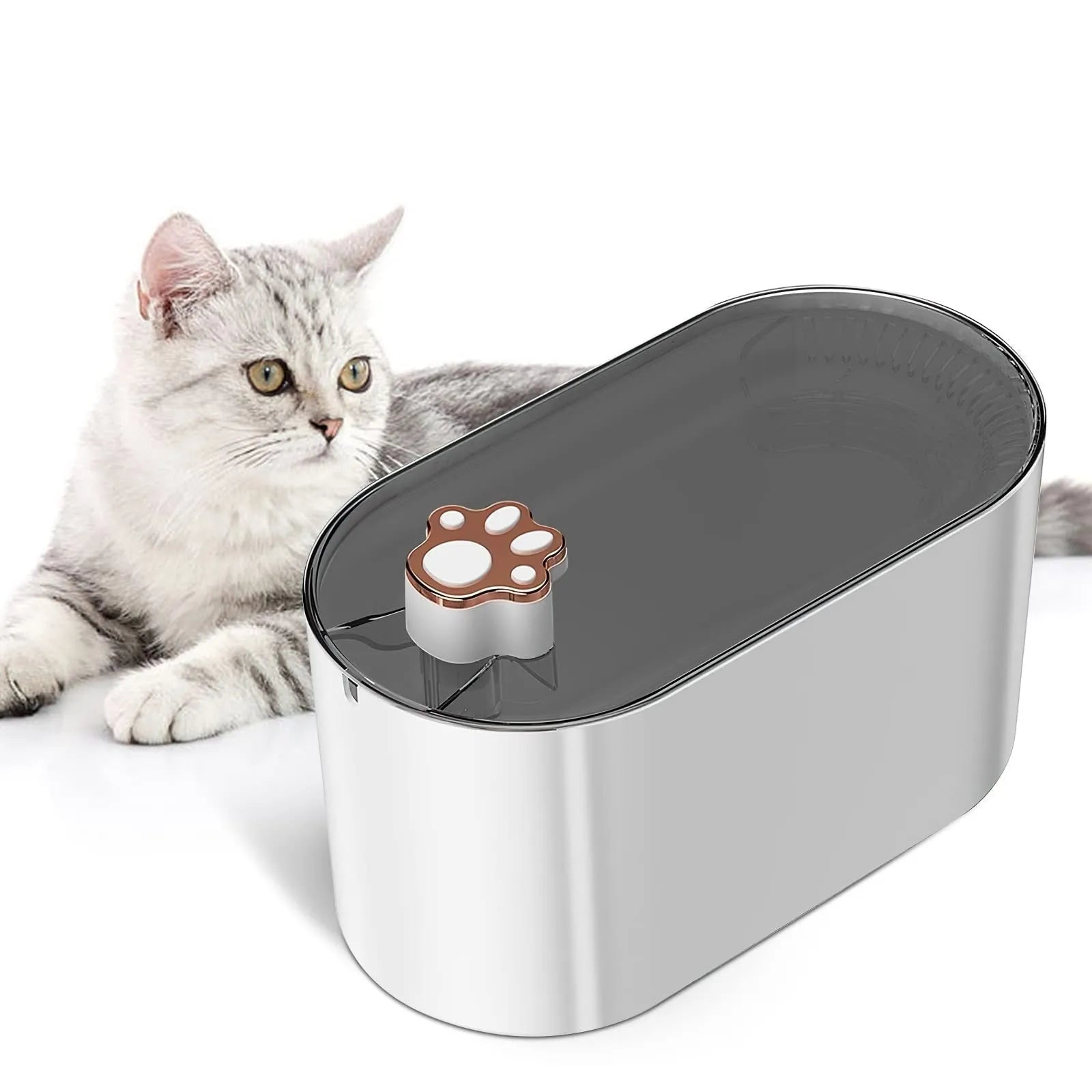 Berlin blue automatic pet water fountain with 3L capacity and LED light display on base