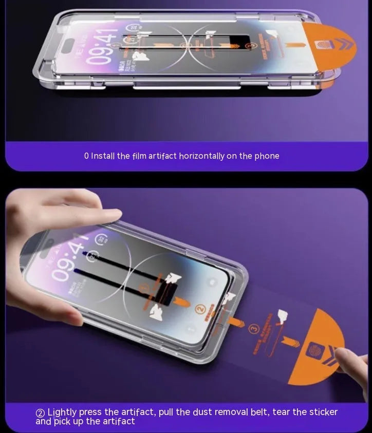 iPhone tempered glass screen protector with frosted privacy finish and full coverage design.