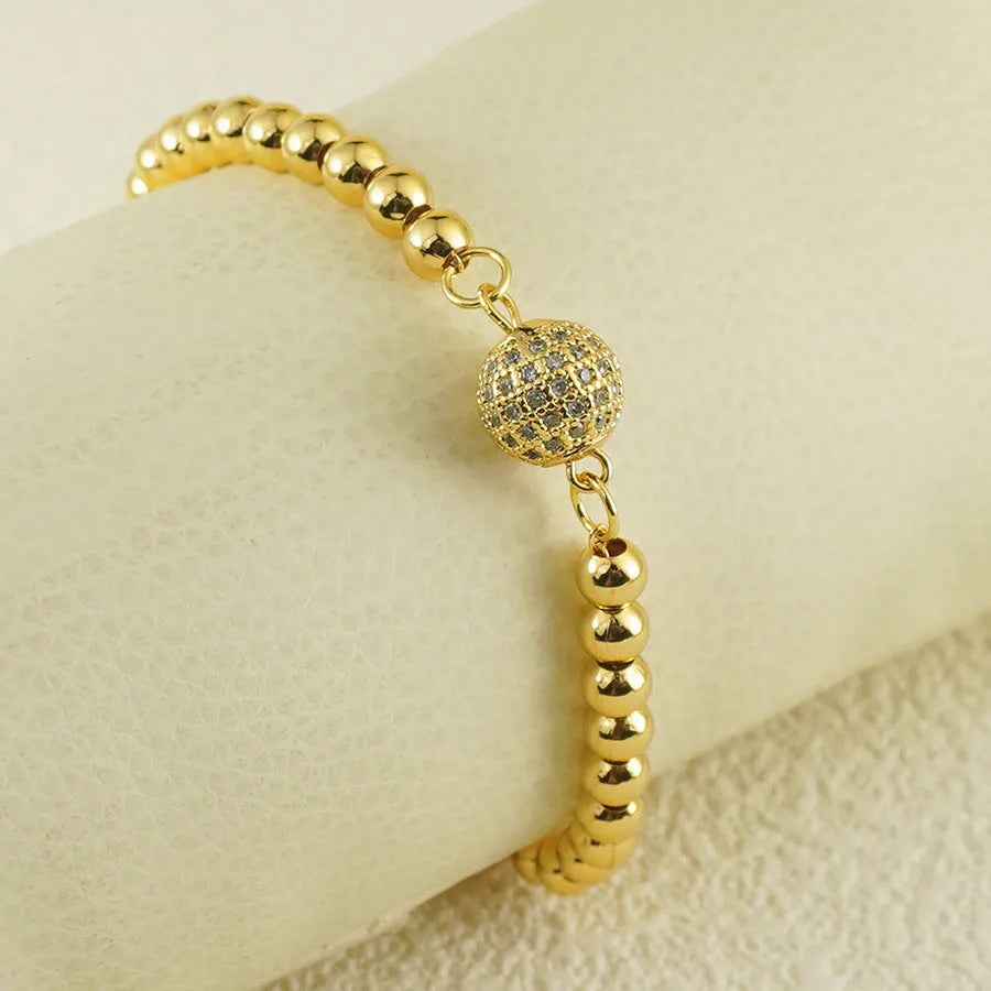 Arabic-style copper bracelet with heart shape and round zircon stones, electroplated women's jewellery