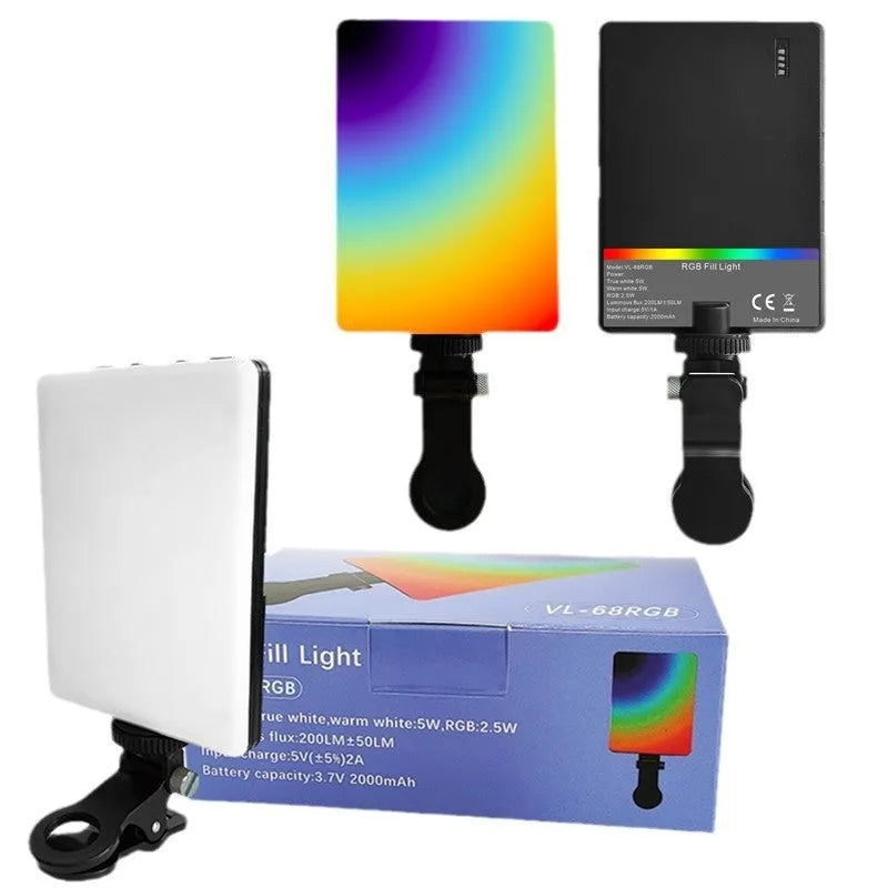 VL series pocket LED fill light with clip attached to a smartphone for photography.