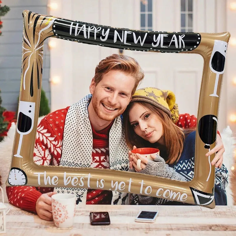 Christmas inflatable PVC photo frame for holiday parties and photo booths