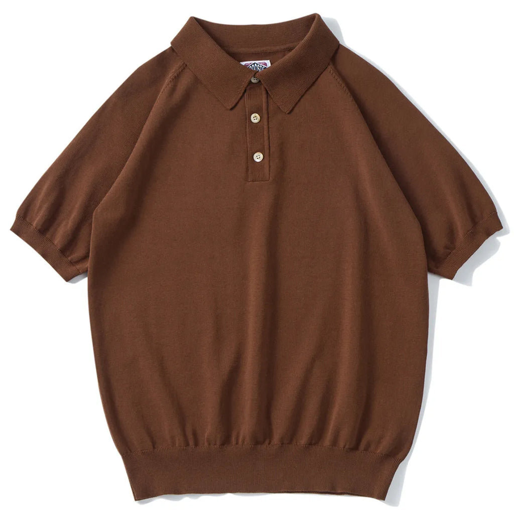 Retro slim fit cotton short-sleeved T-shirt on a hanger, shown in dark brown colour.