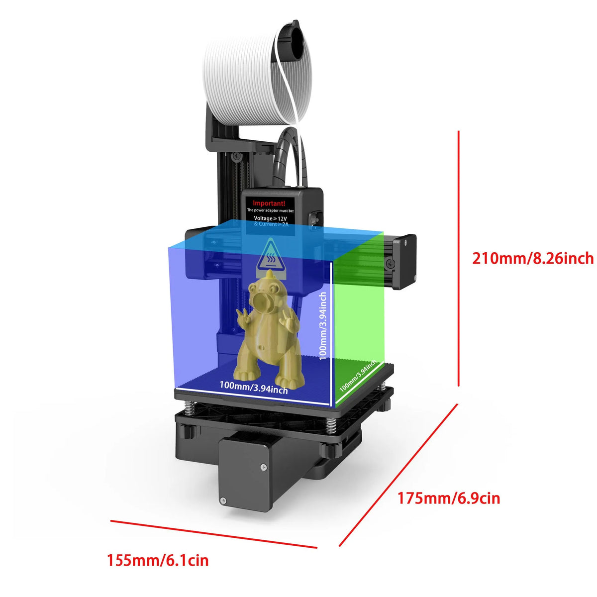 White EasyThreed K10 3D printer on a desk with power cord and manual
