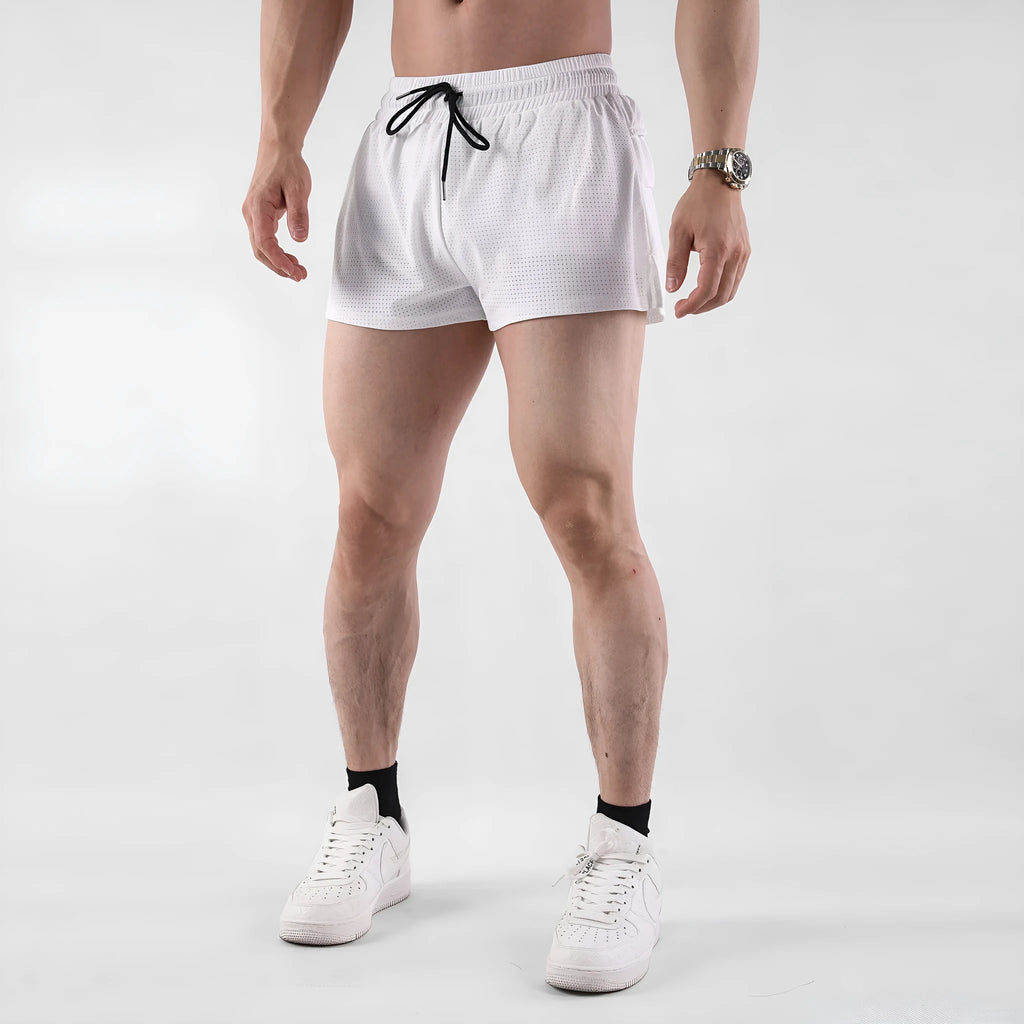 Men's quick-dry nylon summer shorts in black and white colour options