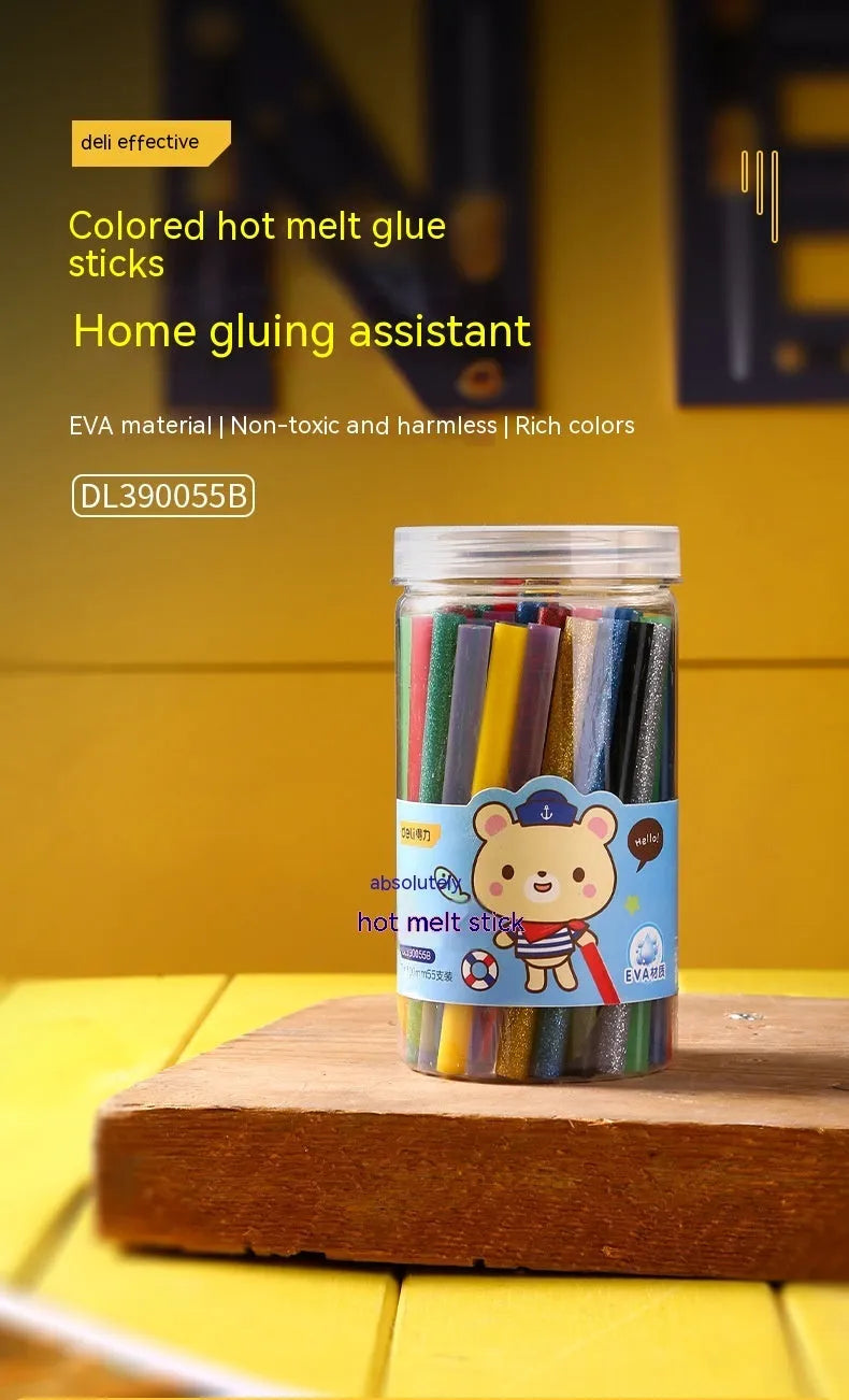 55 transparent hot melt glue sticks in packaging with 7mm diameter for craft glue guns