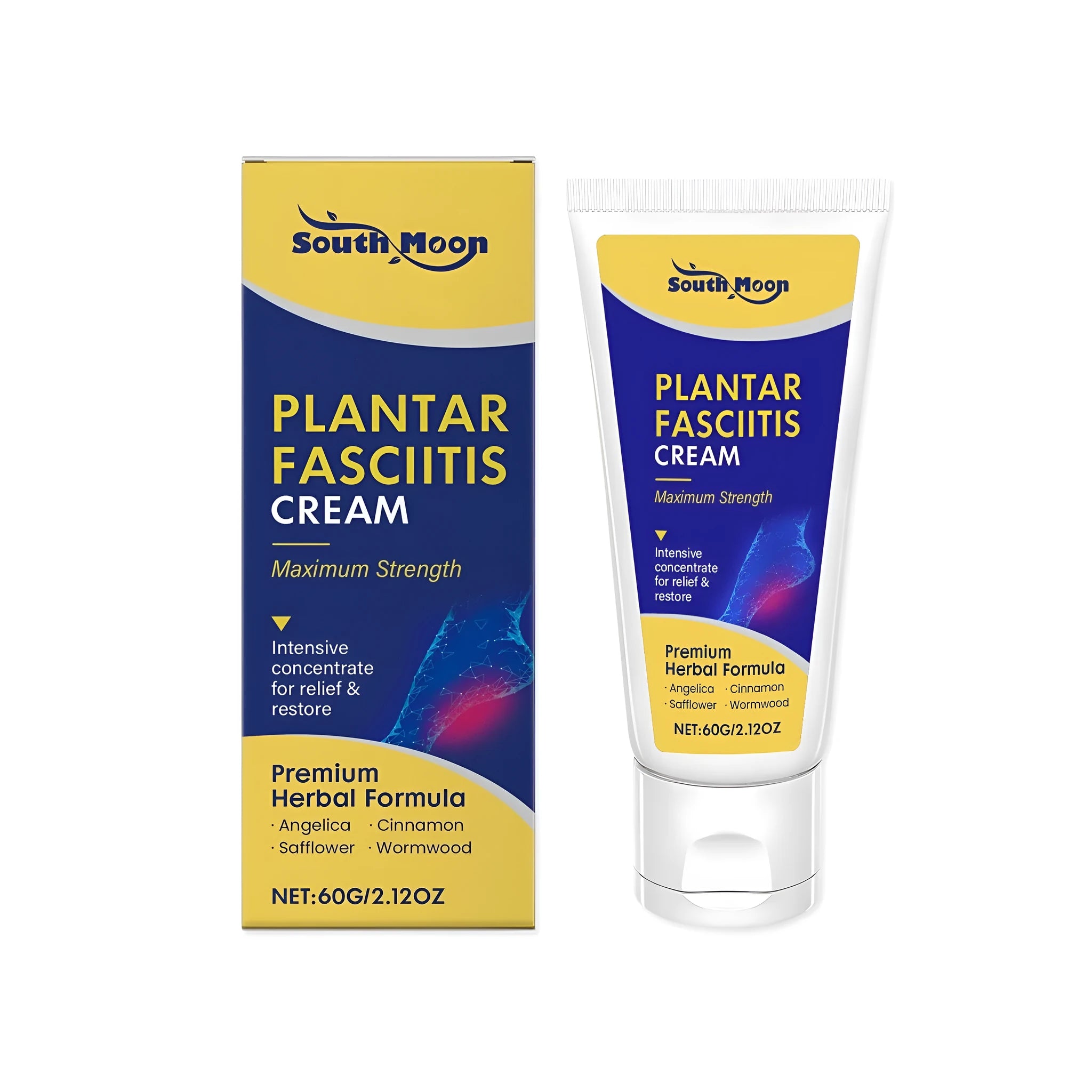60g tube of foot relief cream with mint leaves and angelica sinensis botanical ingredients