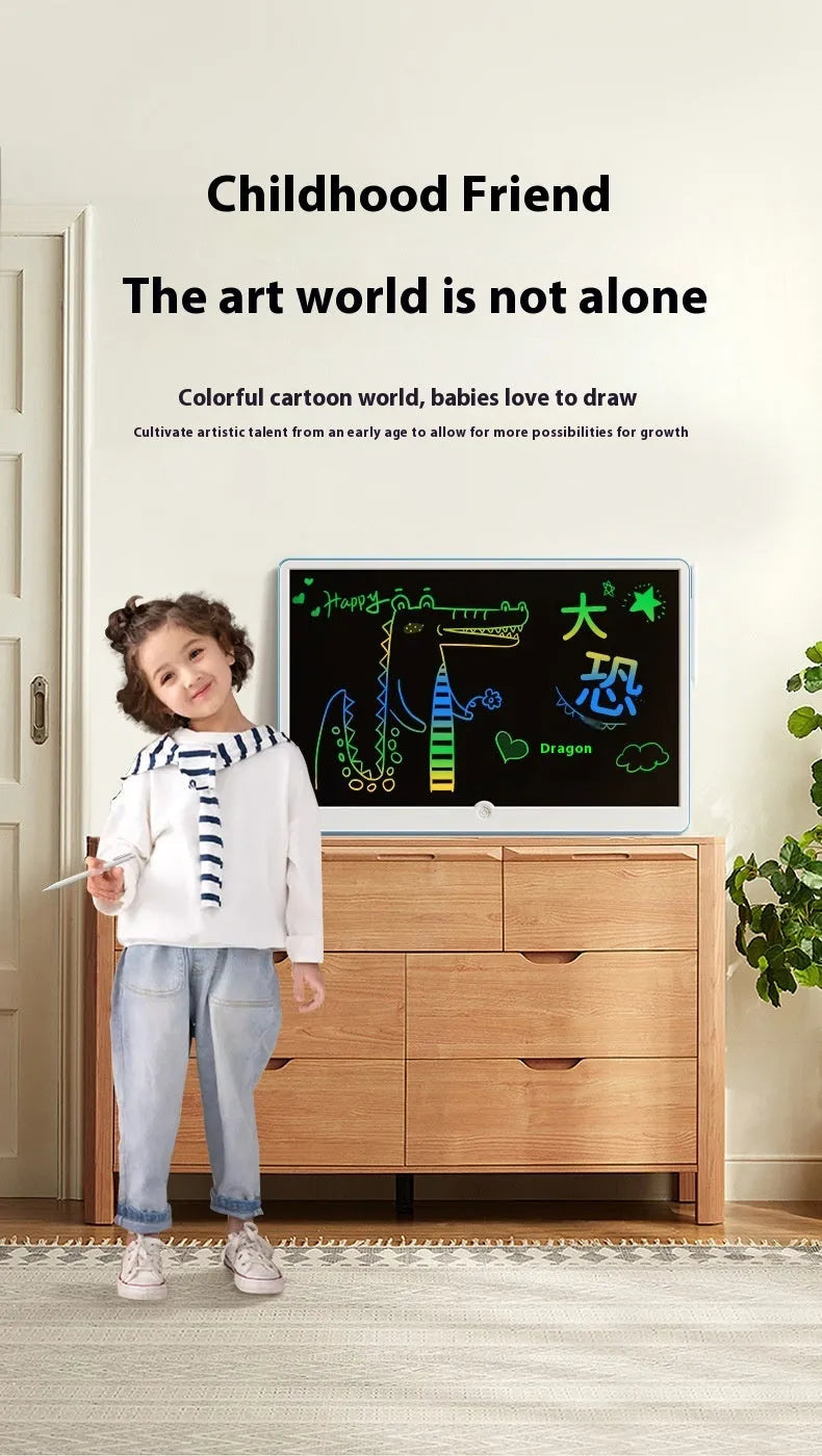 19-inch LCD children's drawing board with stylus in blue and white colour option
