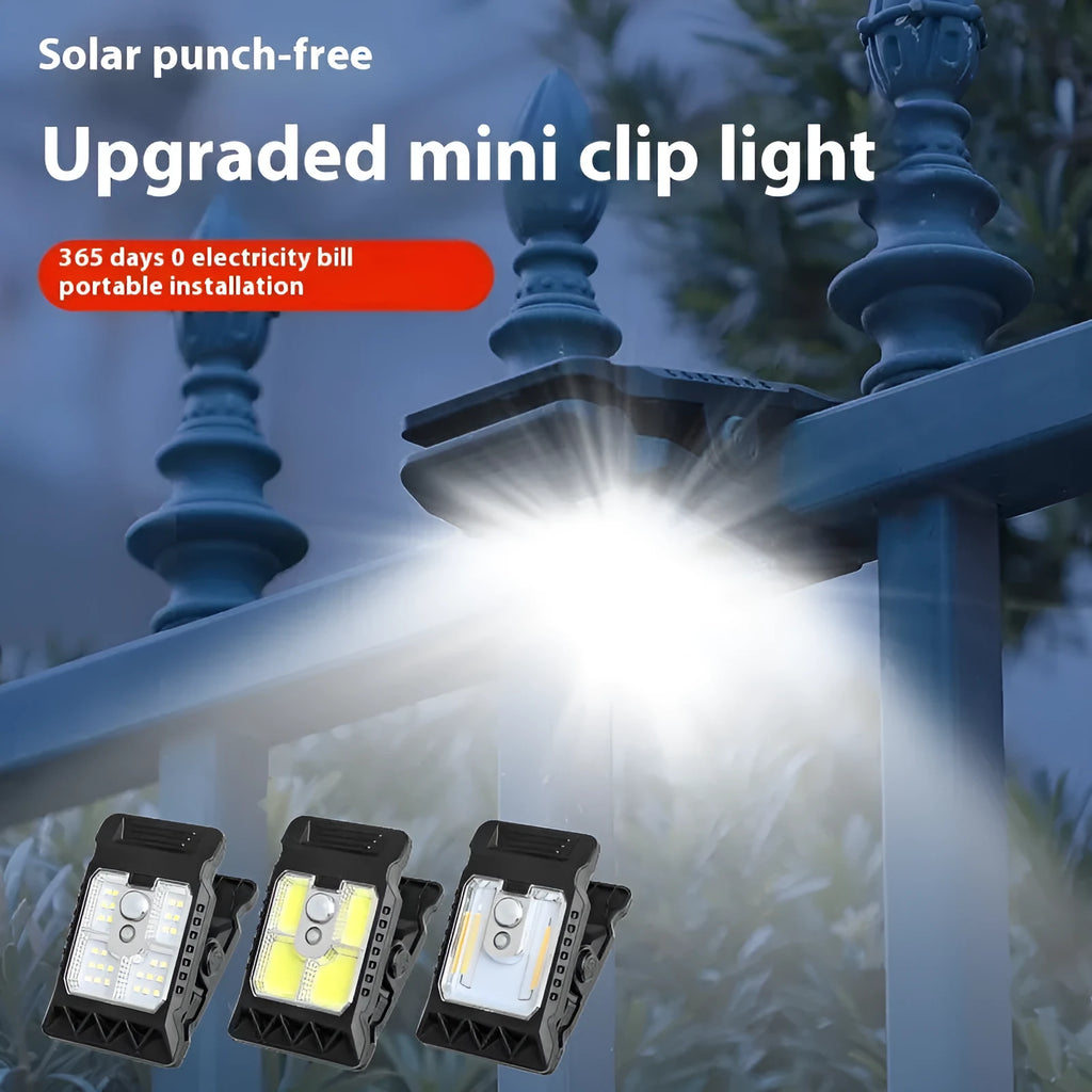 Compact motion-sensing clip lamp with white ABS housing mounted on shelf edge