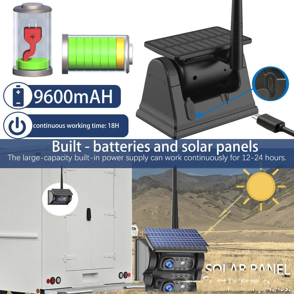 Solar wireless charging reversing camera with magnet suction mount for vehicle monitoring