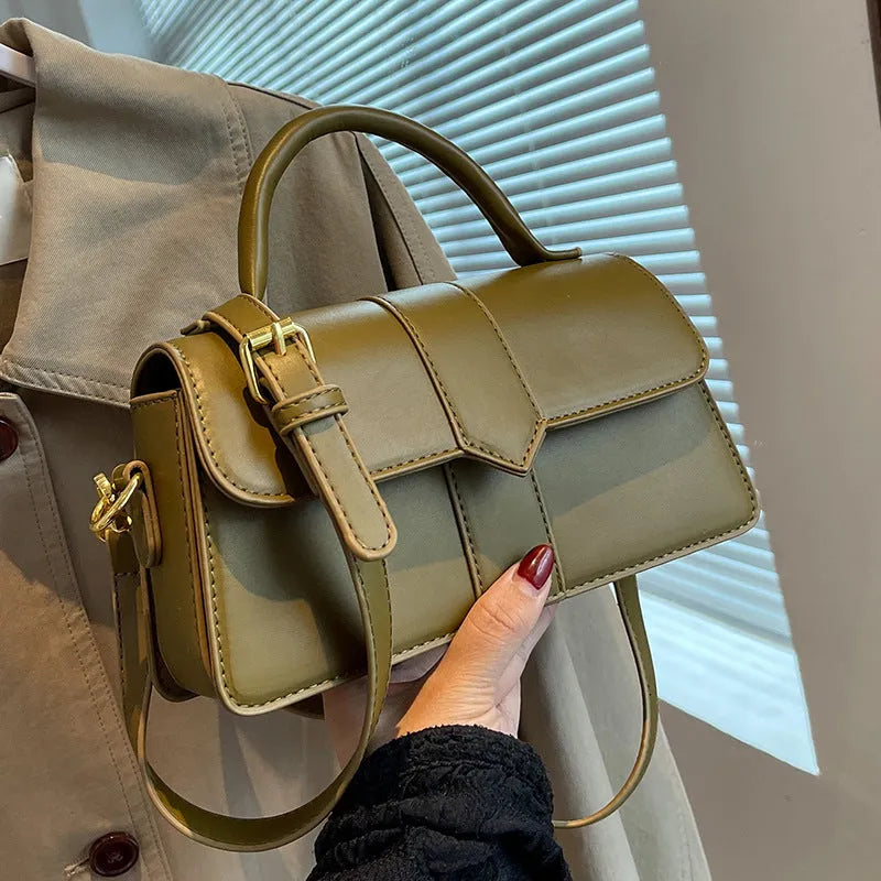Women's beige PU messenger bag with horizontal square shape and file organiser compartment