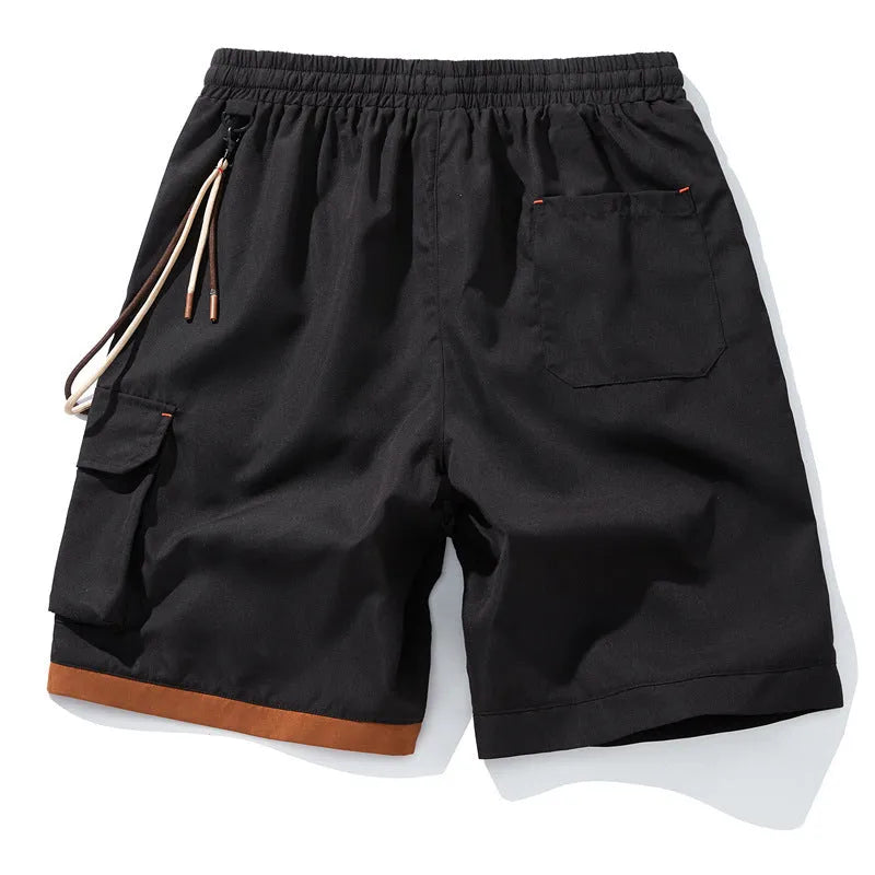 Men's plus size bamboo fibre shorts in straight-leg cropped style with high elasticity waistband