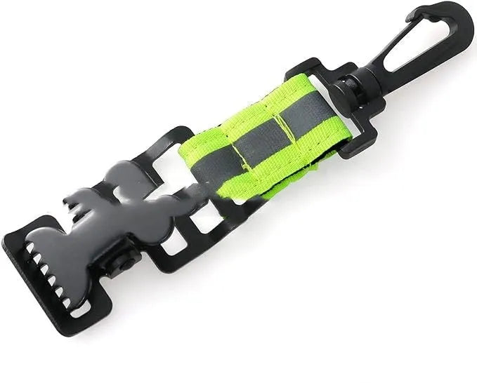 Fluorescent green metal buckle glove clip with reflective tape for industrial safety applications