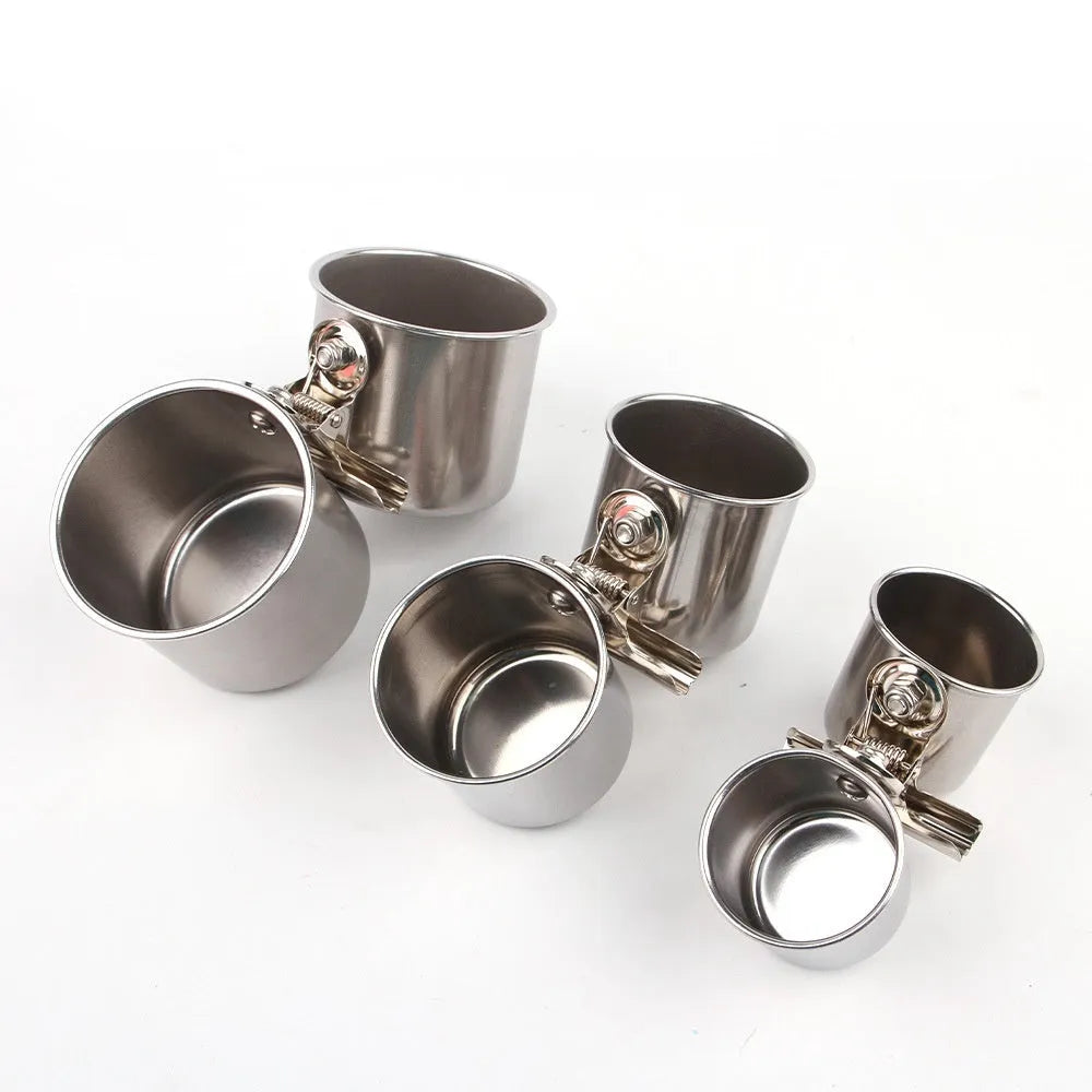 Stainless steel birdcage feeder with natural metallic finish for outdoor bird feeding