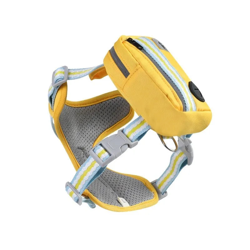 Green explosion-proof anti-strangulation dog harness made of Oxford cloth with attached rope