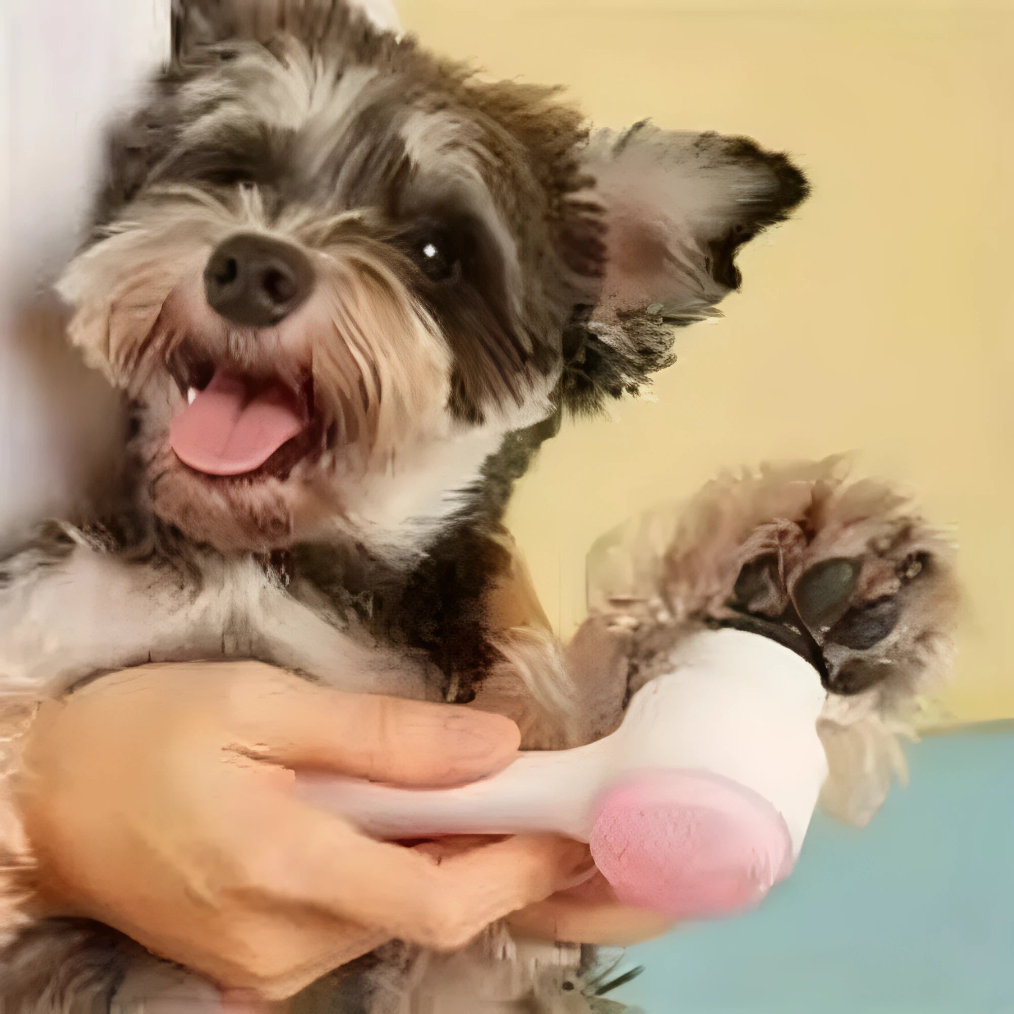 Blue pet paw brush with soft nylon bristles for grooming dogs and cats