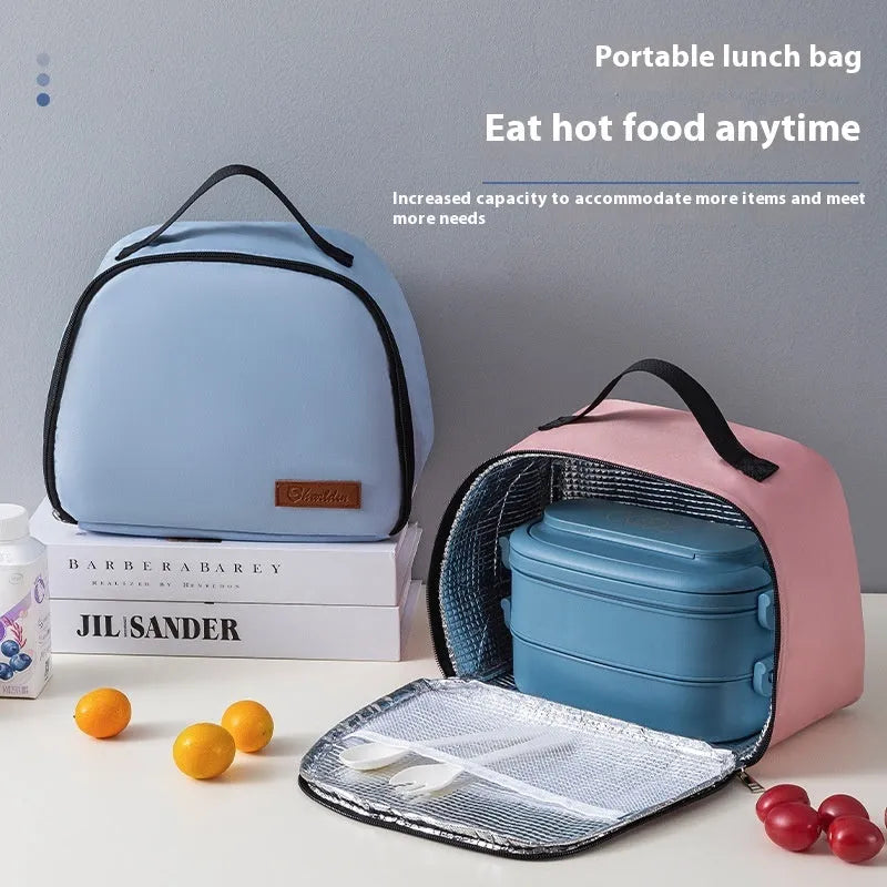 Textured cloth insulated lunch box bag in bento handbag design with heat preservation function