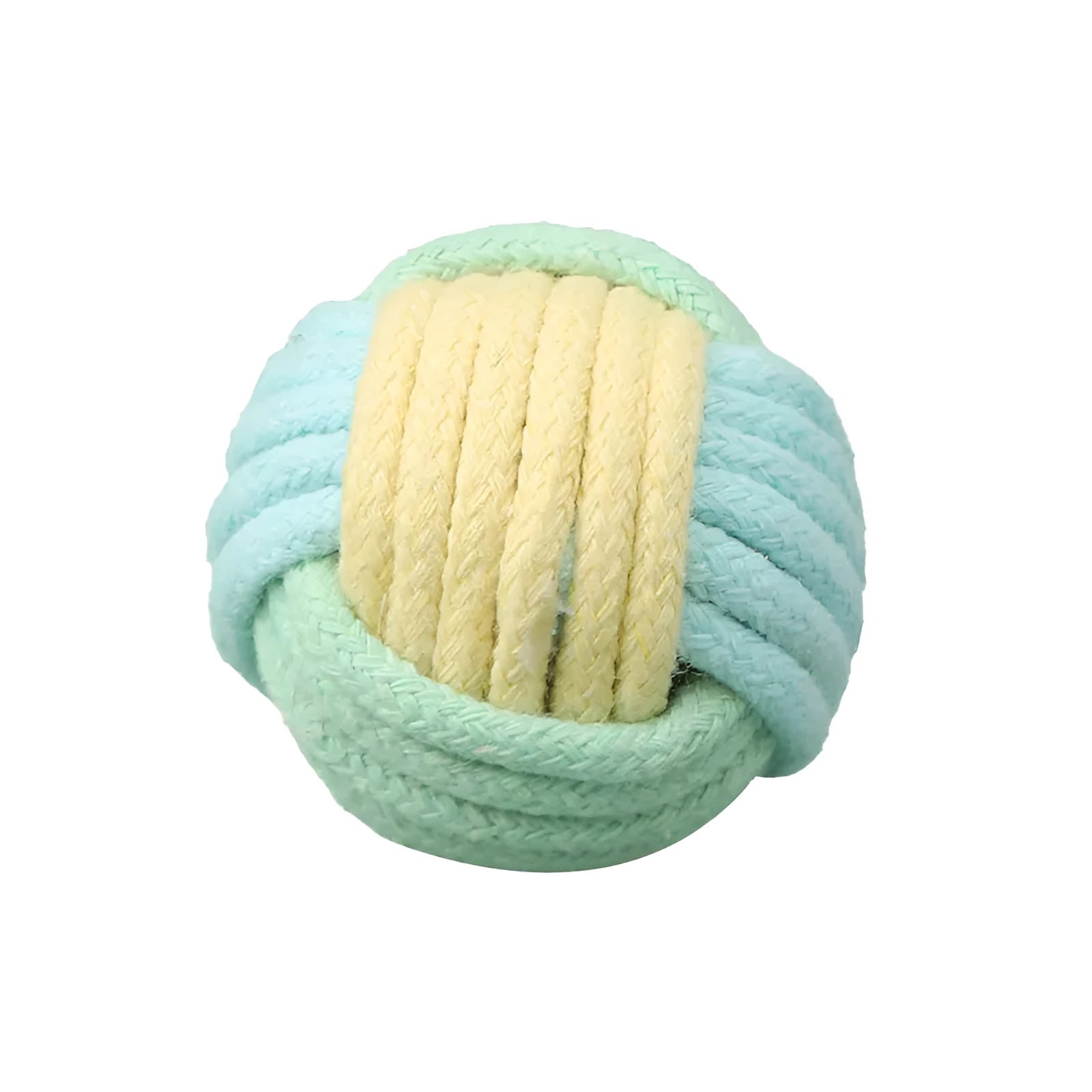 Handmade plush cotton cat hair ball toy in blue powder, green blue, or pink green colours for teeth grinding and boredom relief