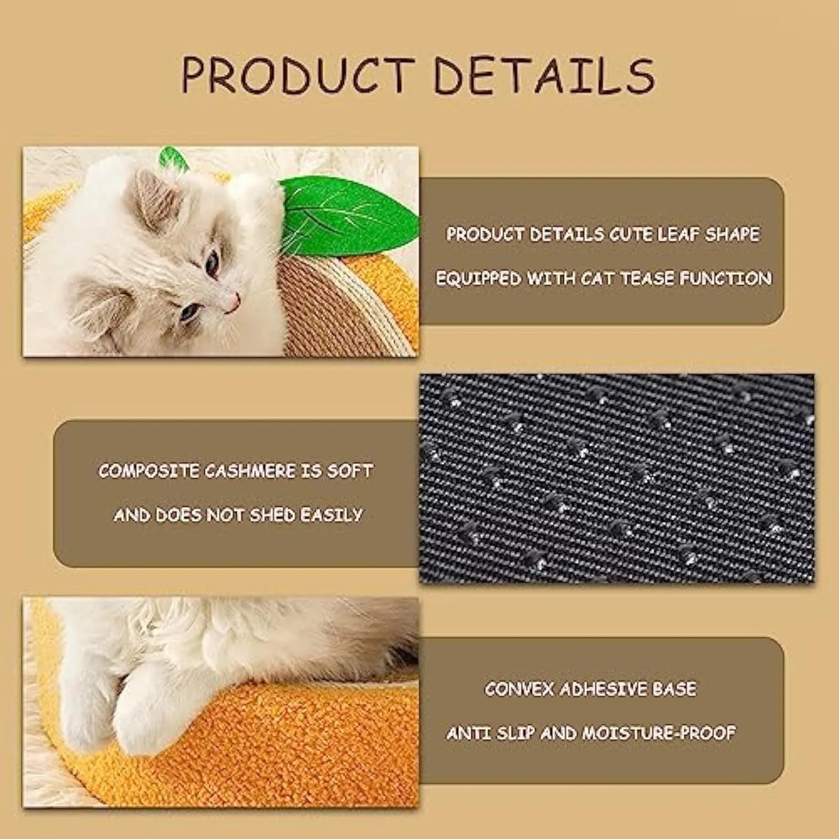 Orange round sisal cat scratching board with concave centre serving as both scratcher and cat bed