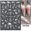 Cartoon nail art stickers with black and silver strip love pattern design