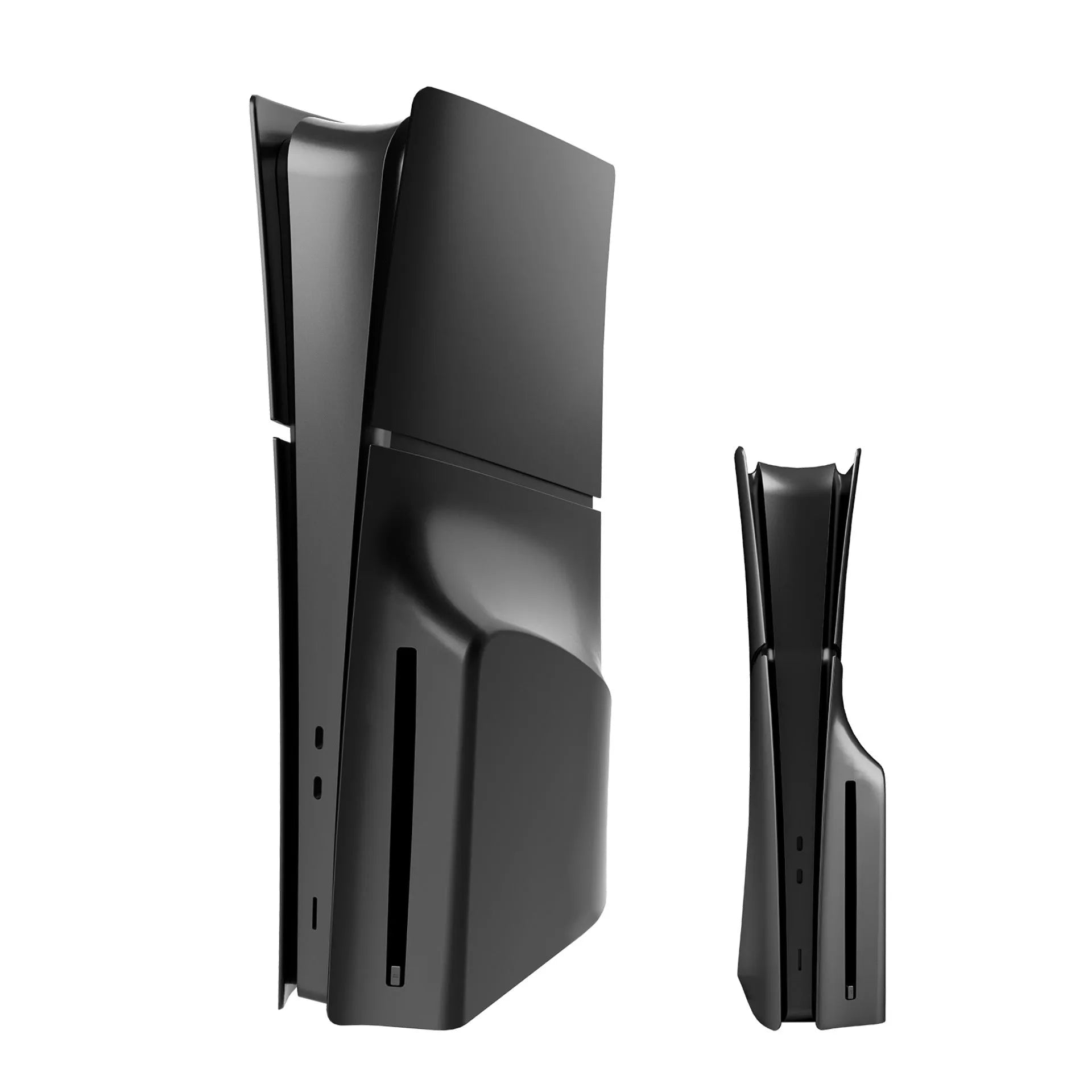 PS5 Slim console with blue ABS plastic replacement shell panels installed