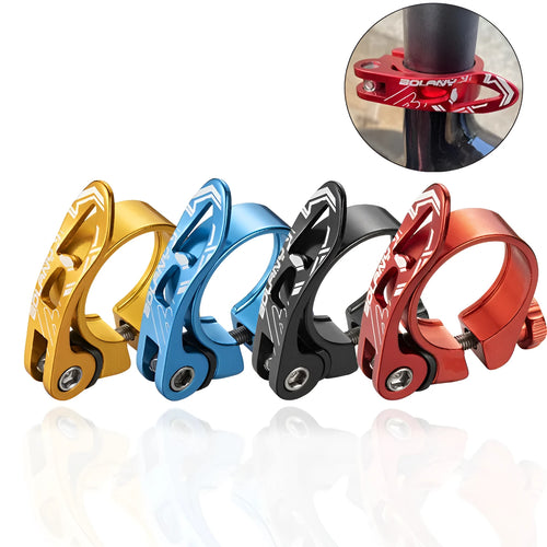 Aluminium alloy bicycle seat post clamp in black red gold blue for 31.8mm and 34.9mm mountain bike frames