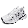 Men's mesh running shoes with plastic sole in three colour options showing round toe design