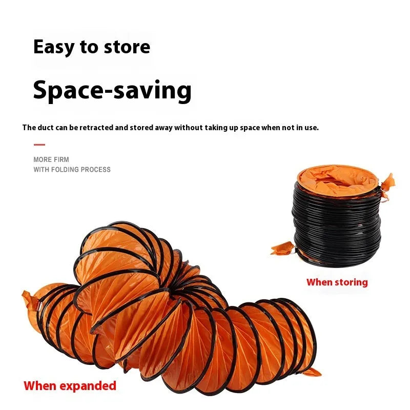 Portable industrial axial flow fan with titanium steel construction and flexible air duct