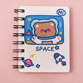 Astronaut themed A5 flipped pocket notebook showing cover design choice and size.