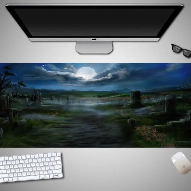 Oversized Halloween gaming mouse pad with non-slip rubber cloth surface
