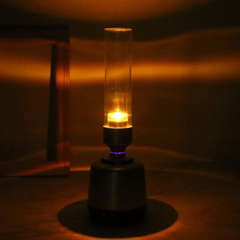 White silver Bluetooth speaker night light with candlelight atmosphere lighting effect