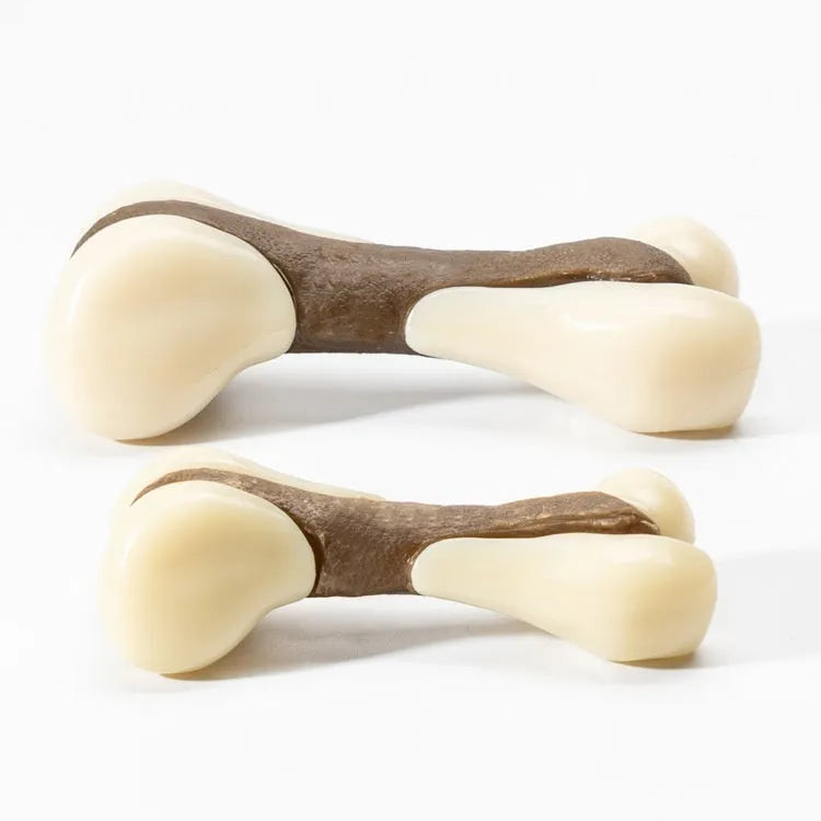 Cowhide nylon bone grinding rod dog chew toy in small and large foodie bone sizes
