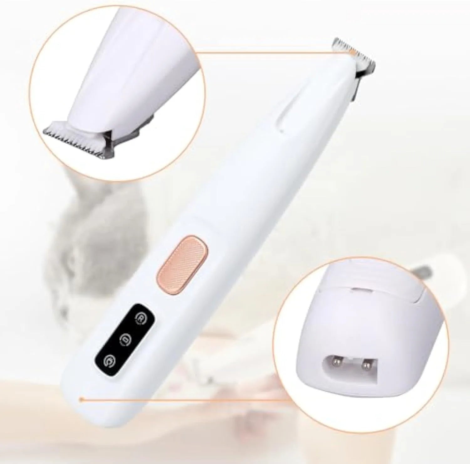 White rechargeable dog paw trimmer with LED light for precise grooming around pet paw pads