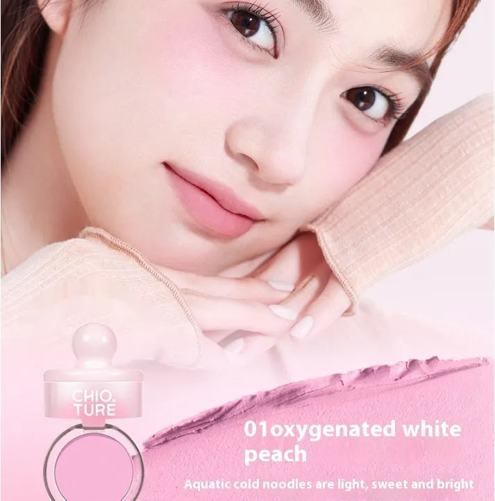 Can powder blusher mud in four nude shimmer shades with swelling contractive formula