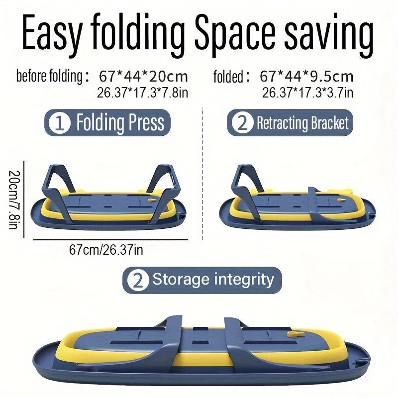 Foldable portable pet bathing tub for small cats and dogs in blue and orange colours.