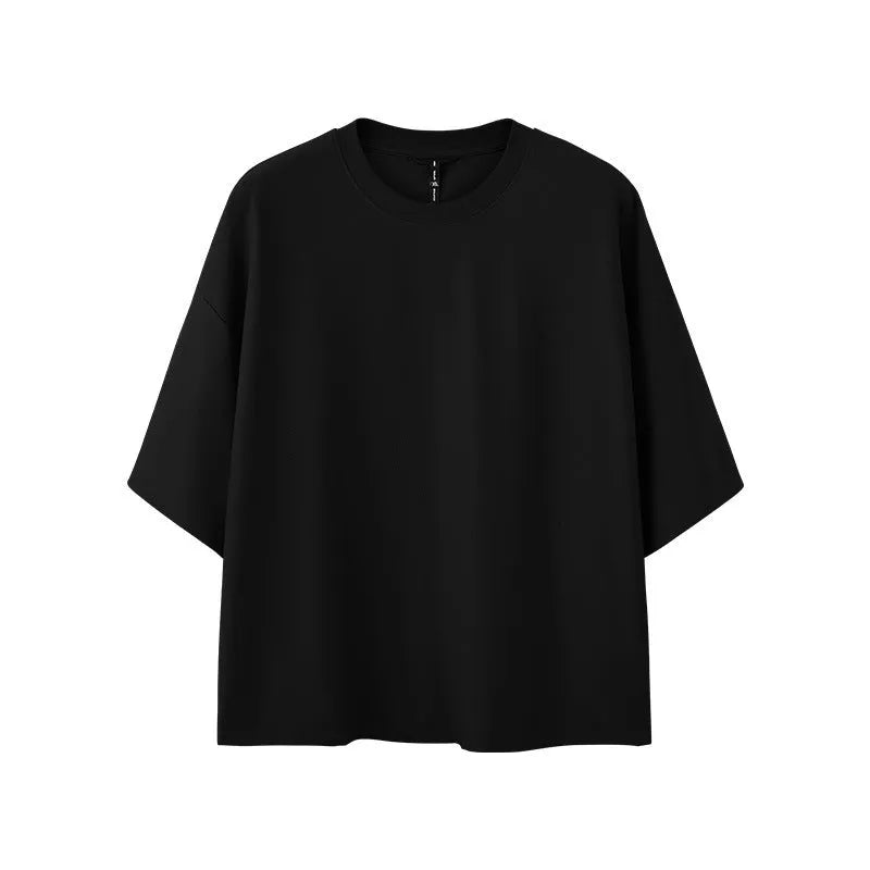 Men's sand grey loose fit short sleeve t-shirt with quick-dry cotton polyester fabric