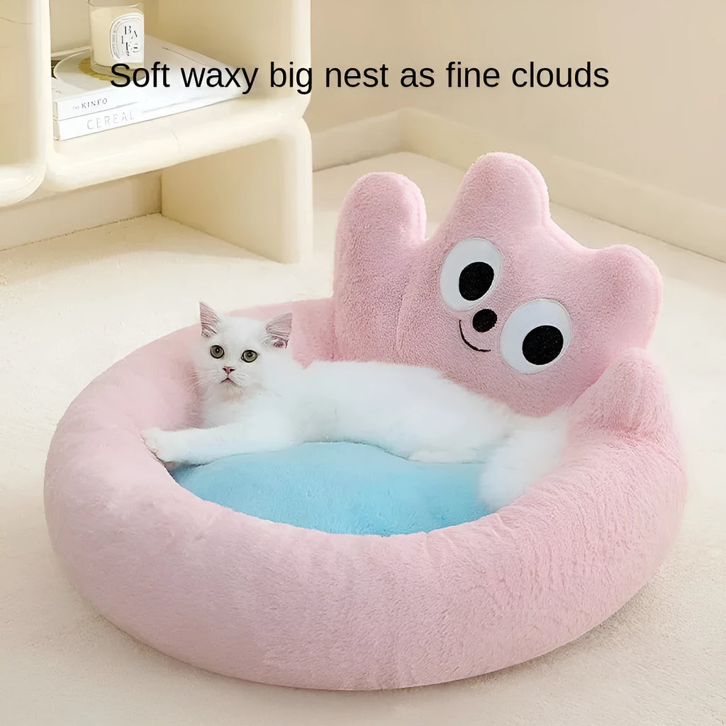 Warm cat nest bed cushion in pink or yellow, sizes L and M, for cats and puppies