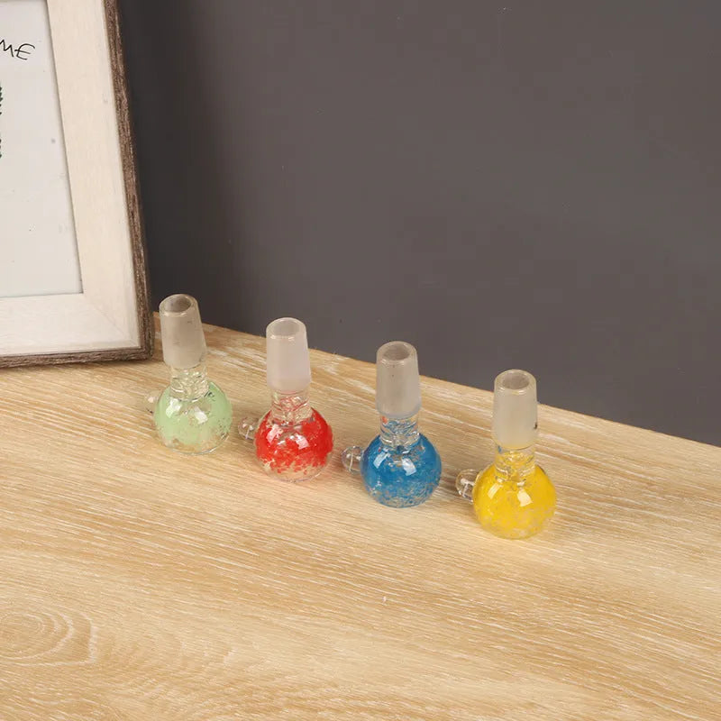 Transparent glass tobacco pipe in trumpet shape measuring 7cm, available in four colours