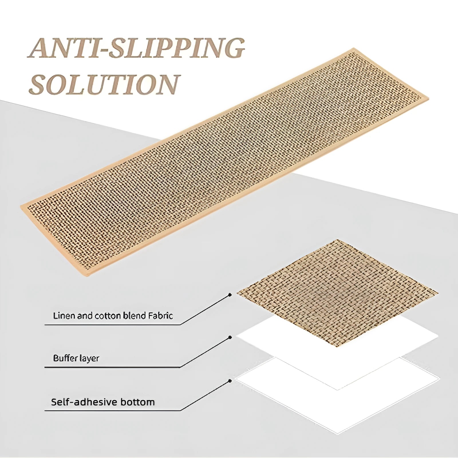 Japanese-style camel-coloured stair mat with polyester fibre construction measuring 20cm by 76cm