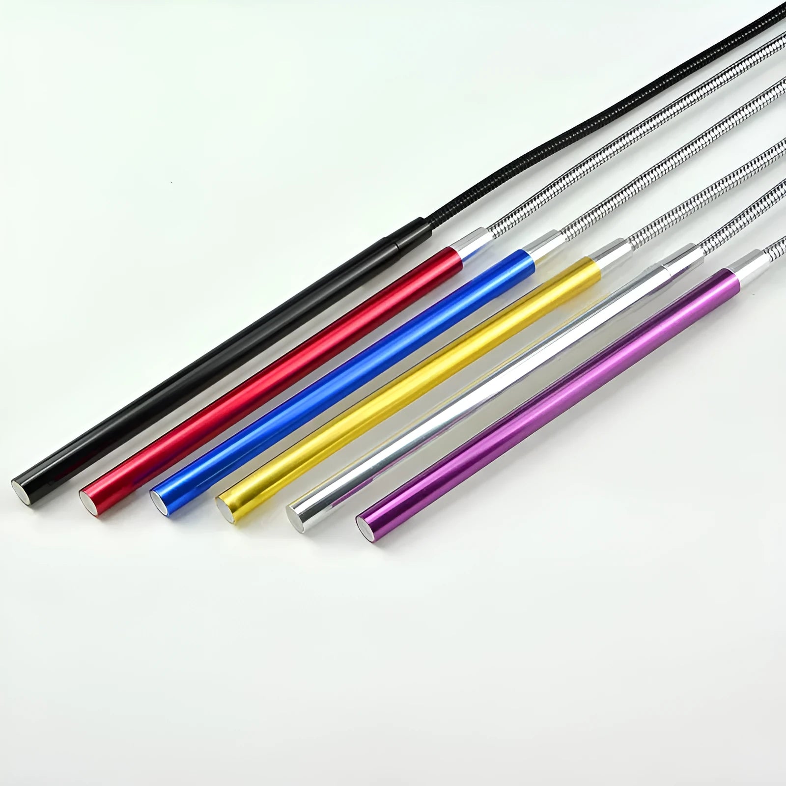 Aluminium alloy spiral USB desk lamp in six colour options with metal holder