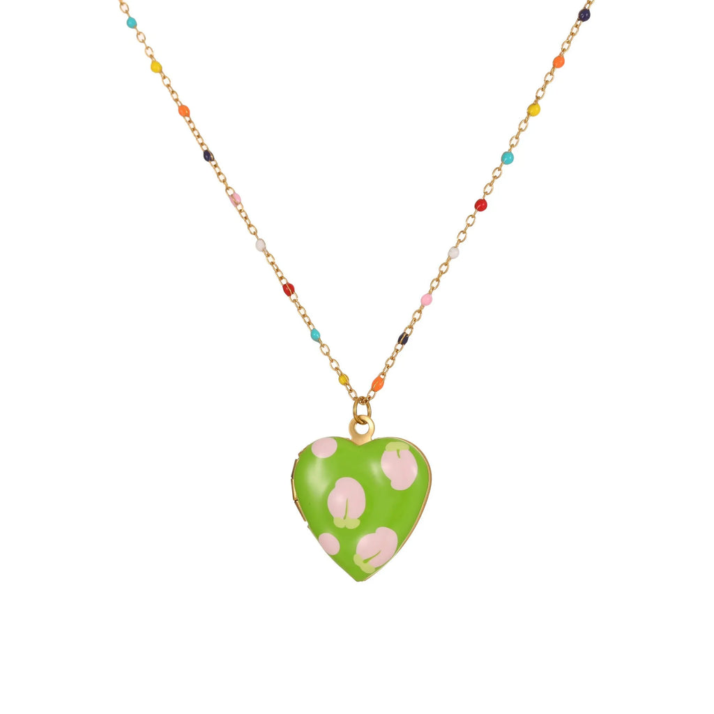 Women's stainless steel necklace with gold-plated fruit and heart pendant on 41-50cm chain